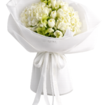 Buchet premium — Hortensie roz & Trandafiri crem